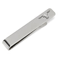 Polished silver-tone tie bar featuring a raised longhorn steer emblem on the right side.