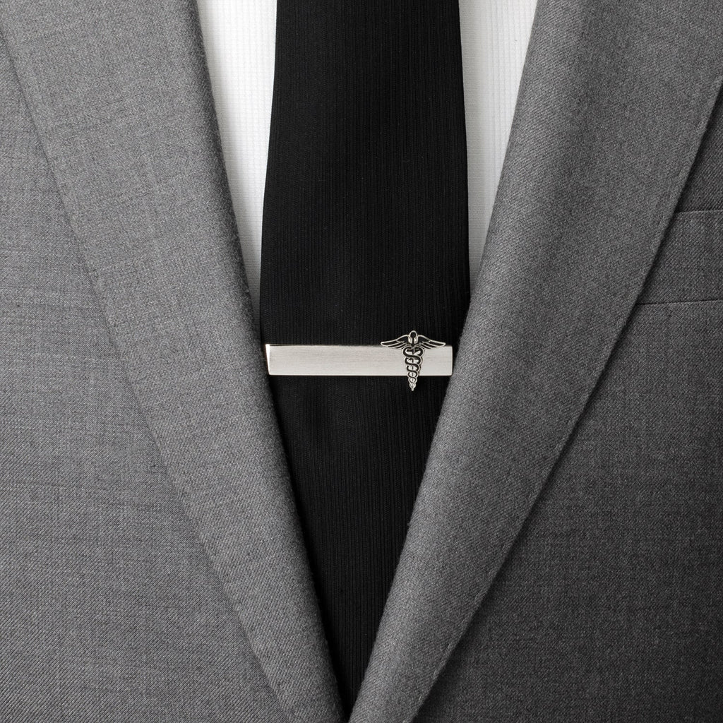 Silver Tone Medical Caduceus Tie Bar for Doctors and Nurses - Image 2