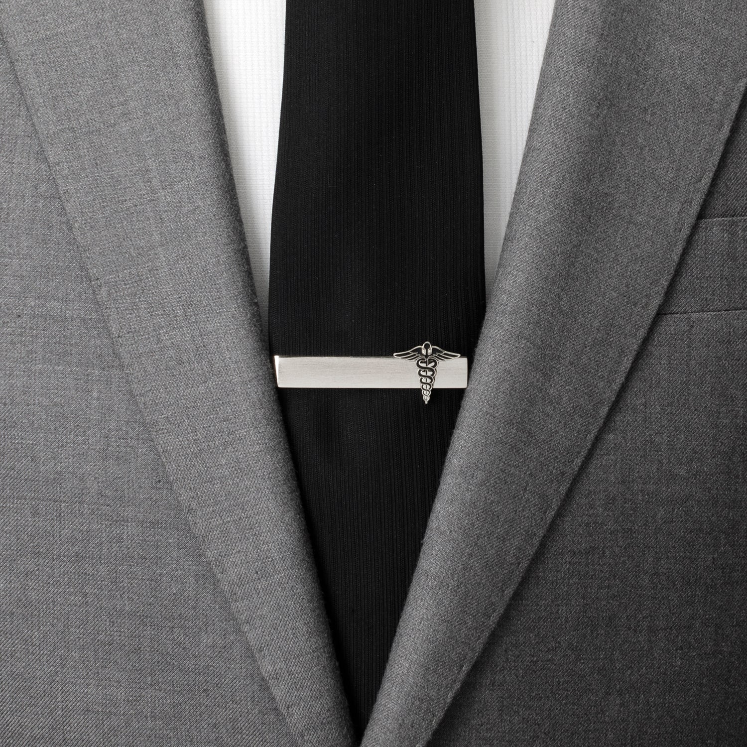 Silver Tone Medical Caduceus Tie Bar for Doctors and Nurses - Image 2