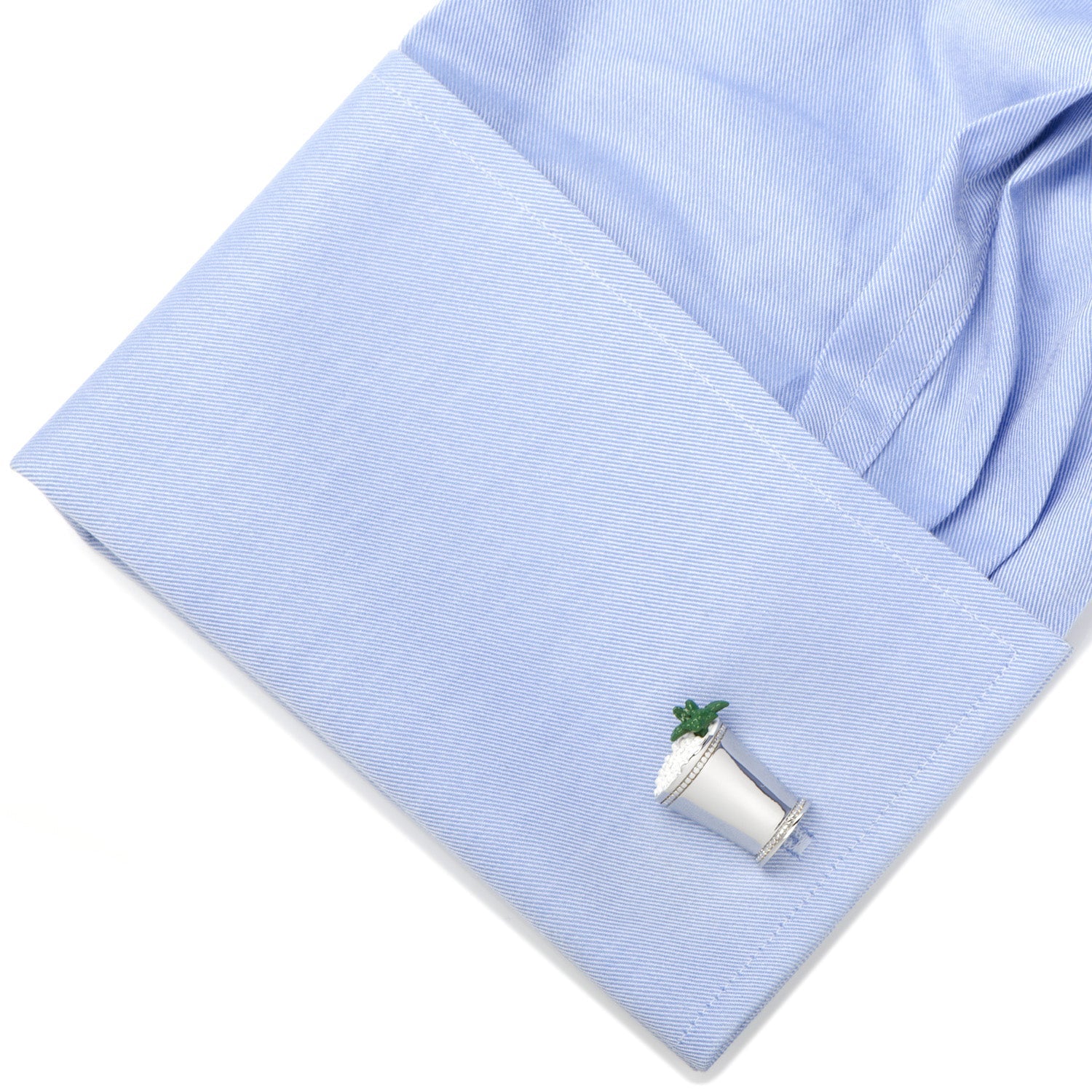 Mint Julep Novelty Cufflinks Silver White and Green