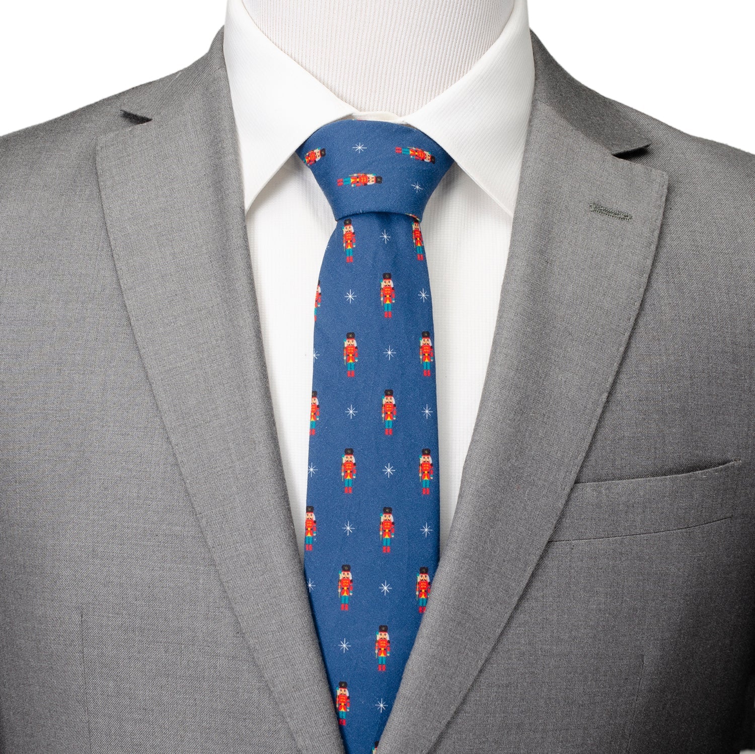 Nutcracker Holiday Print Navy Blue Cotton Men's Tie - Image 2