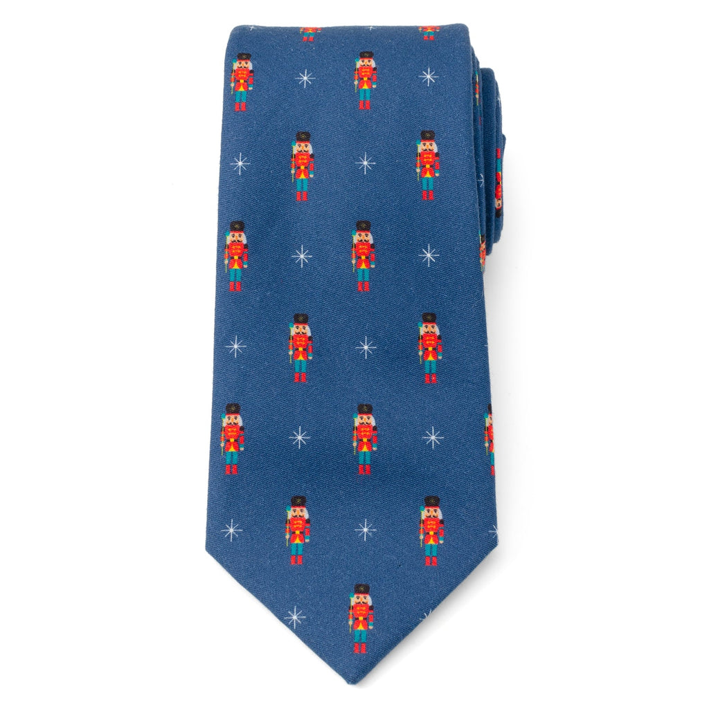 Nutcracker Holiday Print Navy Blue Cotton Men's Tie - Image 3