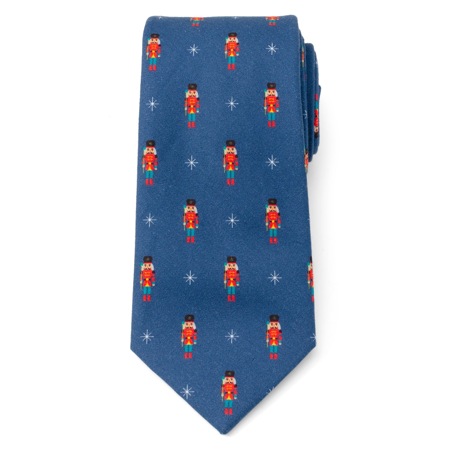 Nutcracker Holiday Print Navy Blue Cotton Men's Tie - Image 3