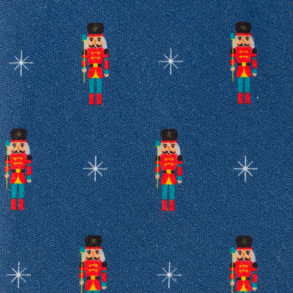 Nutcracker Holiday Print Navy Blue Cotton Men's Tie - Image 4