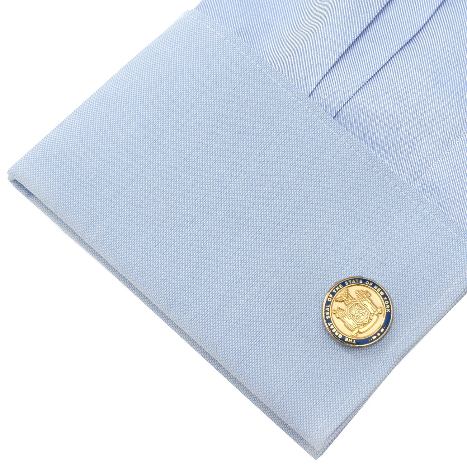 New York State Seal Cufflinks in Gold and Blue - Image 3