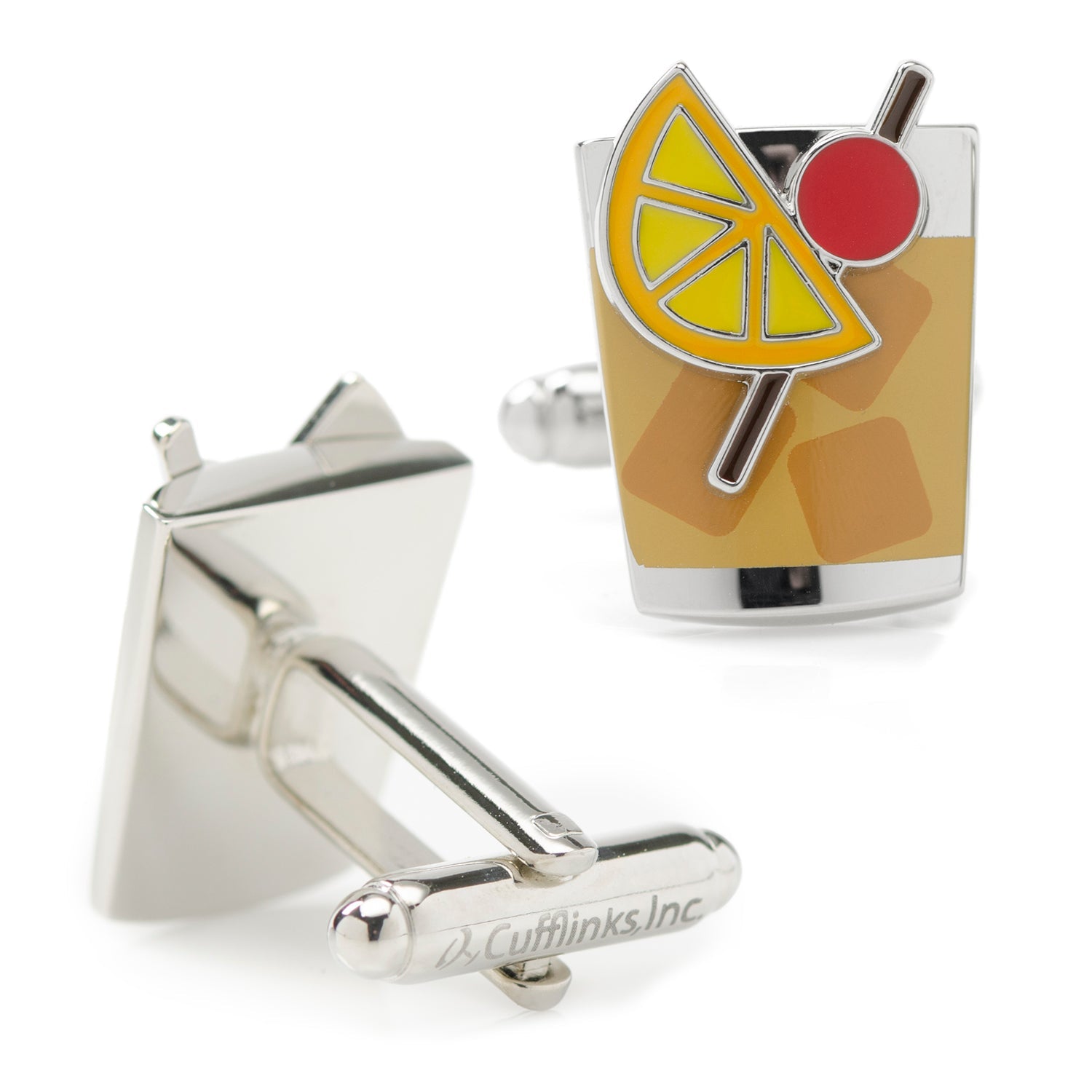 Old Fashioned Cocktail Cufflinks with Bullet Back Closure - Image 2
