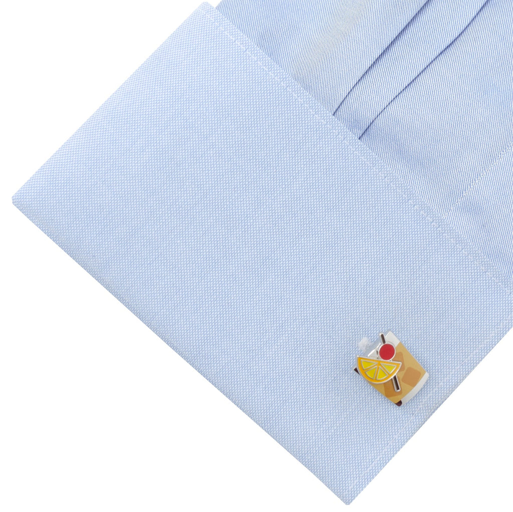 Old Fashioned Cocktail Cufflinks with Bullet Back Closure - Image 4