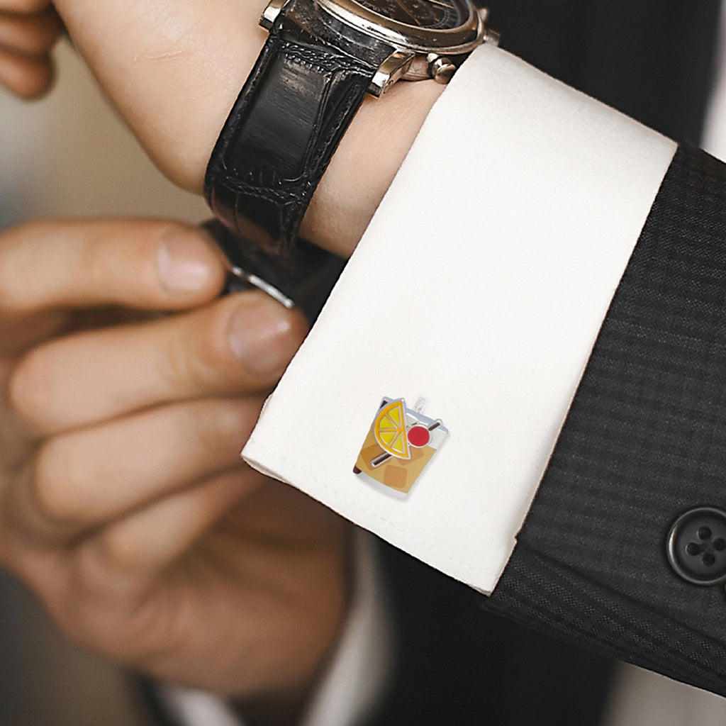 Old Fashioned Cocktail Cufflinks with Bullet Back Closure - Image 5