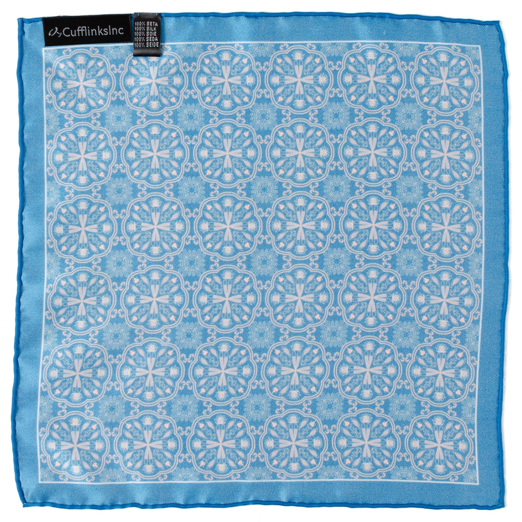 Blue Aboriginal Pattern Silk Pocket Square - Image 3