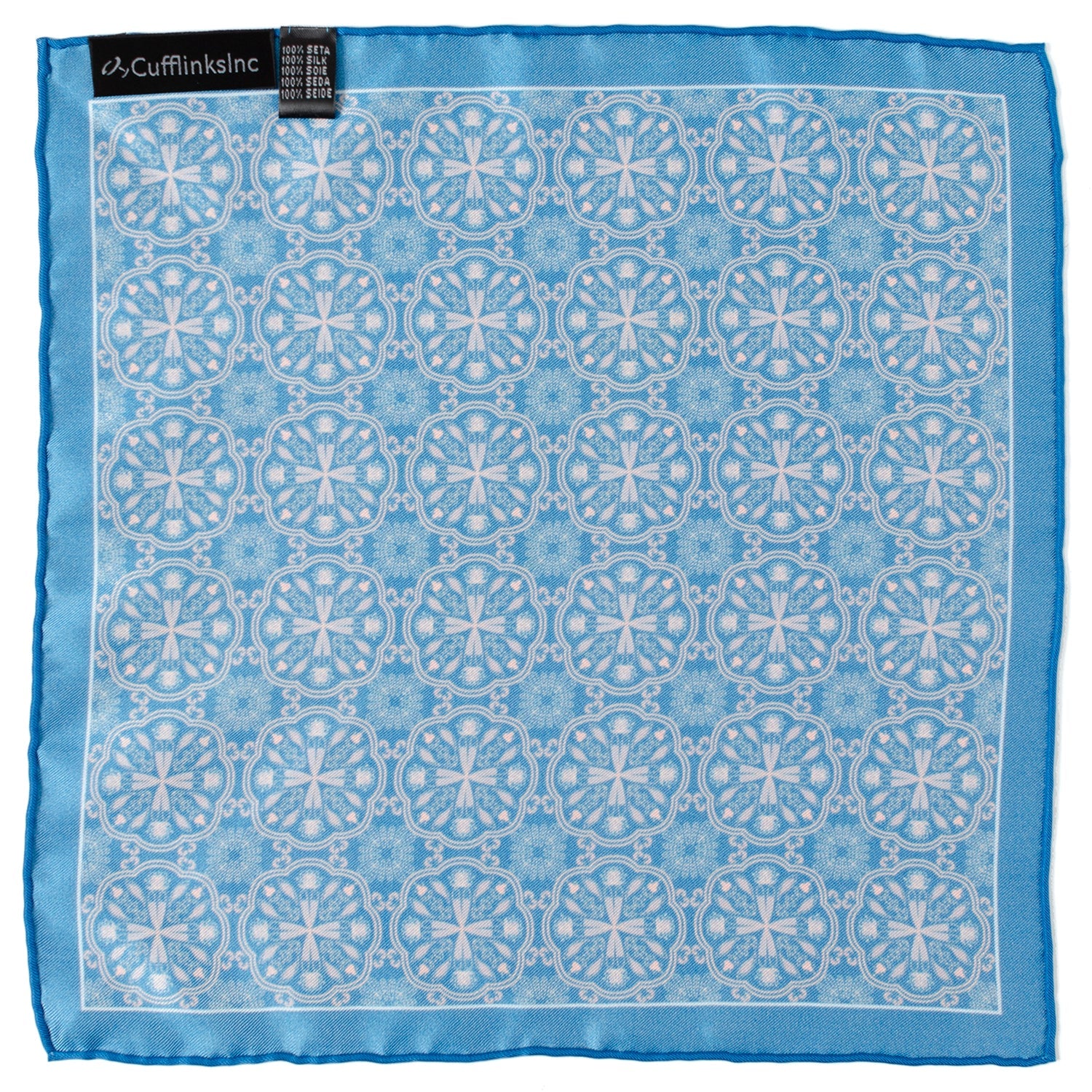 Blue Aboriginal Pattern Silk Pocket Square - Image 3
