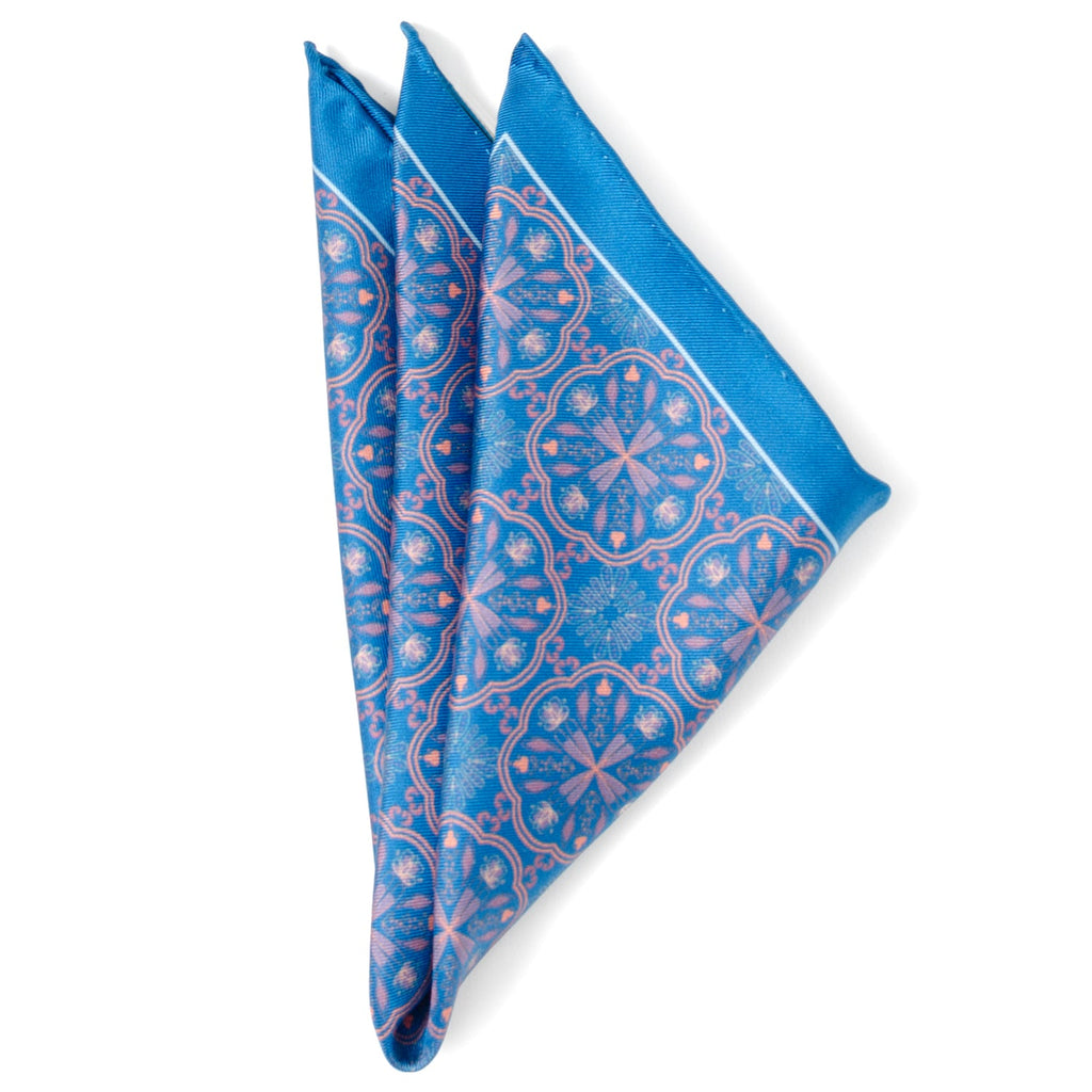 Blue Aboriginal Pattern Silk Pocket Square - Image 4
