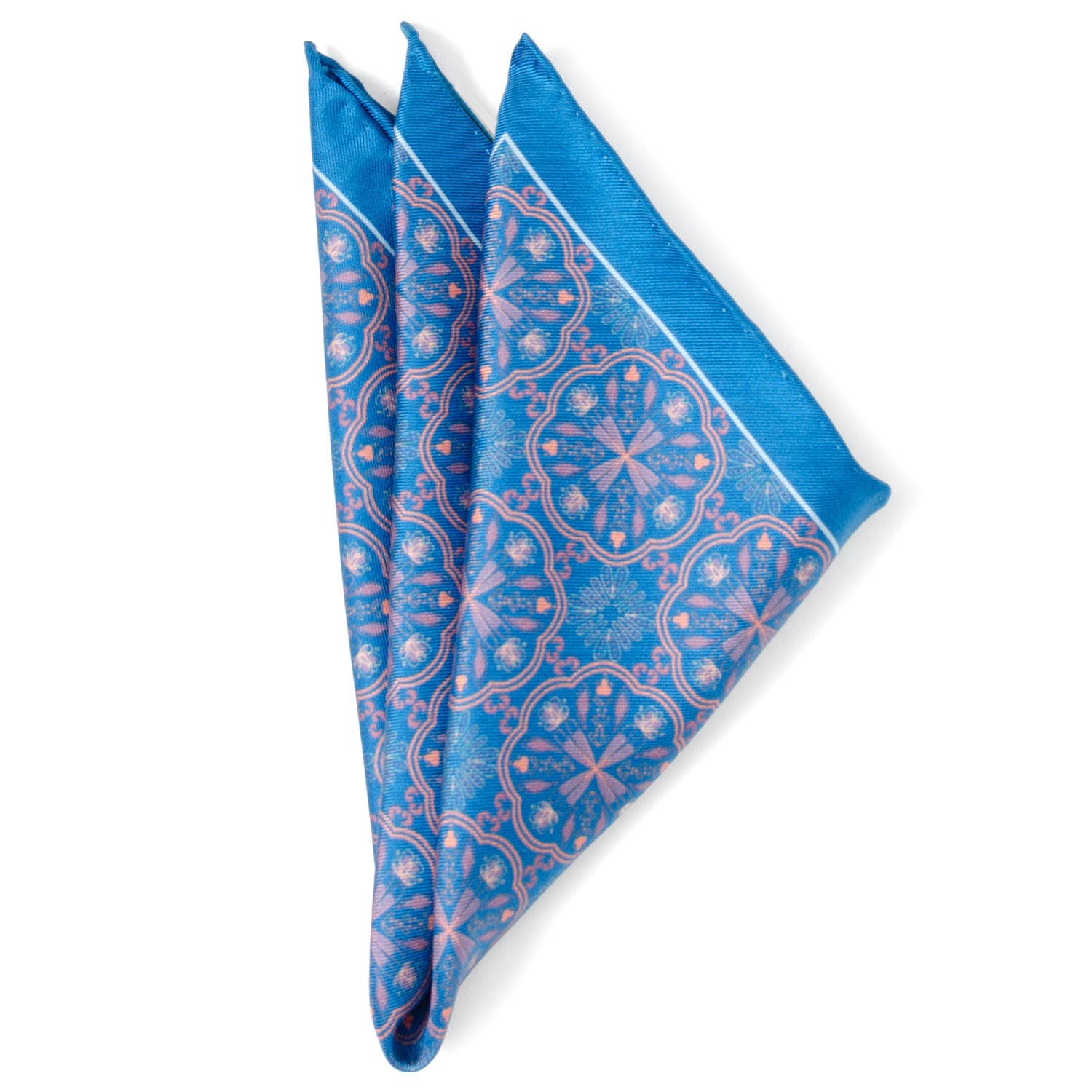 Blue Aboriginal Pattern Silk Pocket Square - Image 4