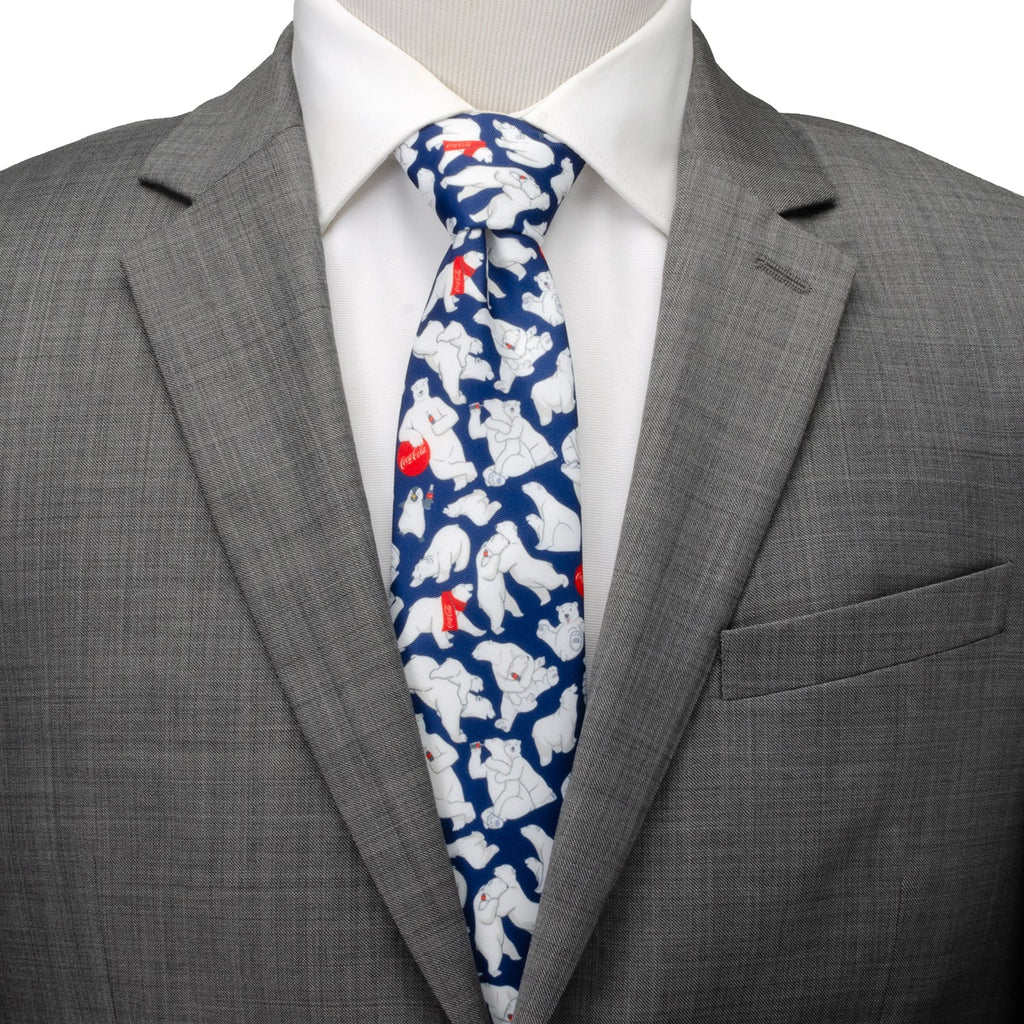 Coca-Cola Polar Bear Navy Blue Men's Necktie - Image 2