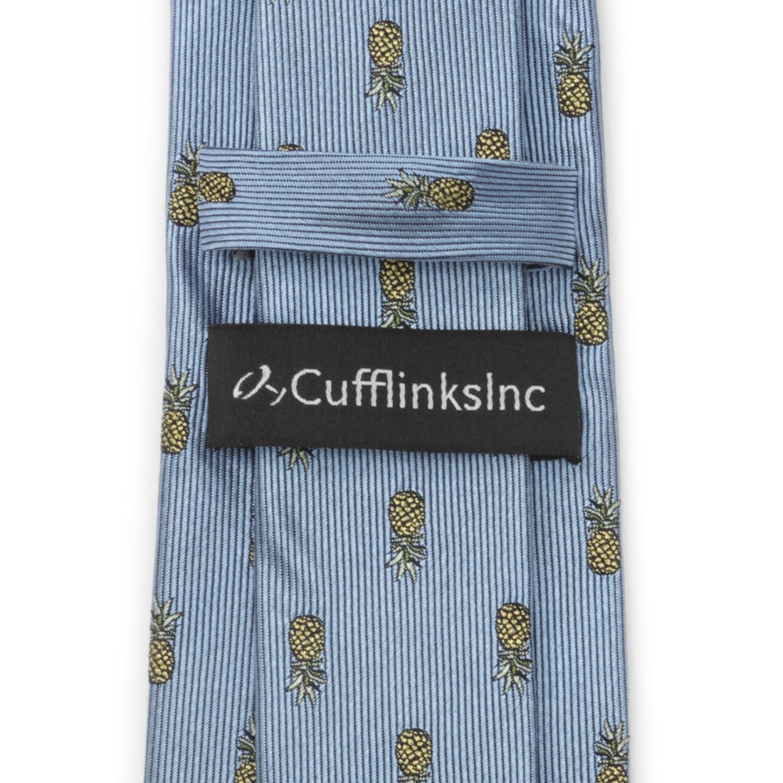 Light Blue Silk Necktie with Yellow Pineapple Pattern - Image 4