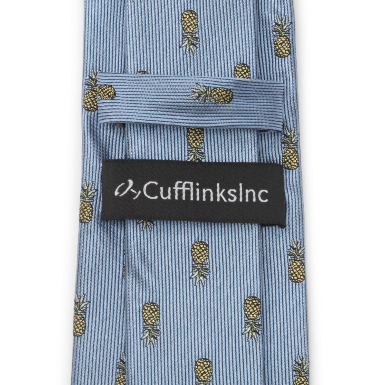 Light Blue Silk Necktie with Yellow Pineapple Pattern - Image 4
