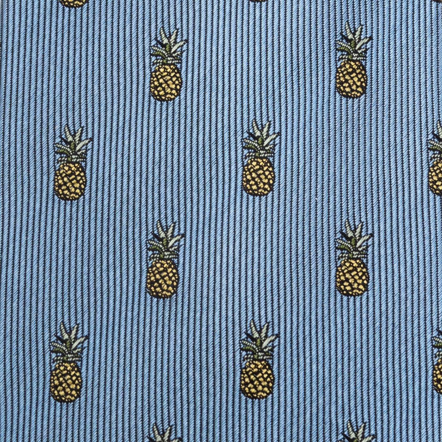 Light Blue Silk Necktie with Yellow Pineapple Pattern - Image 5