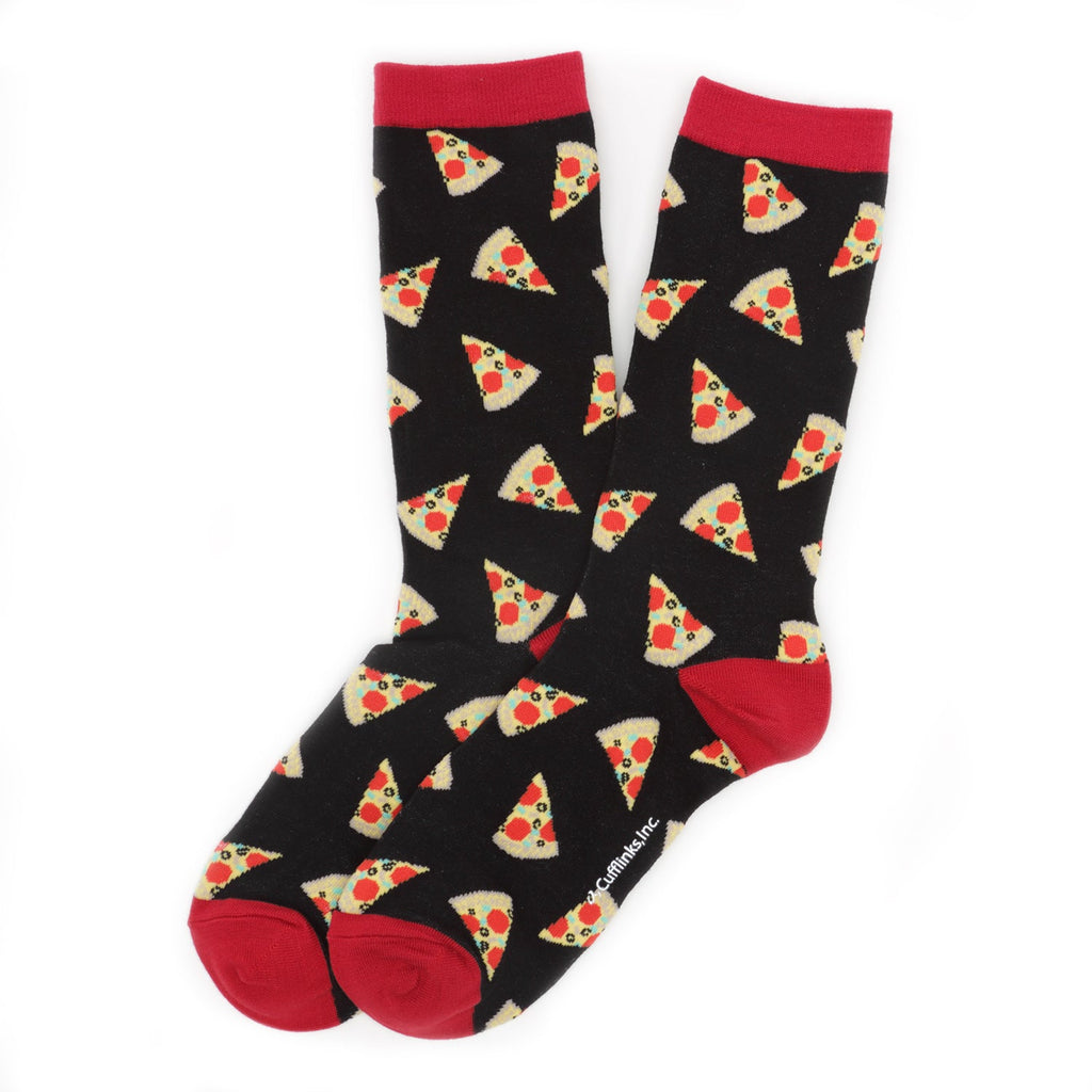 Pizza Slice Pattern Crew Socks in Black and Red - Image 2