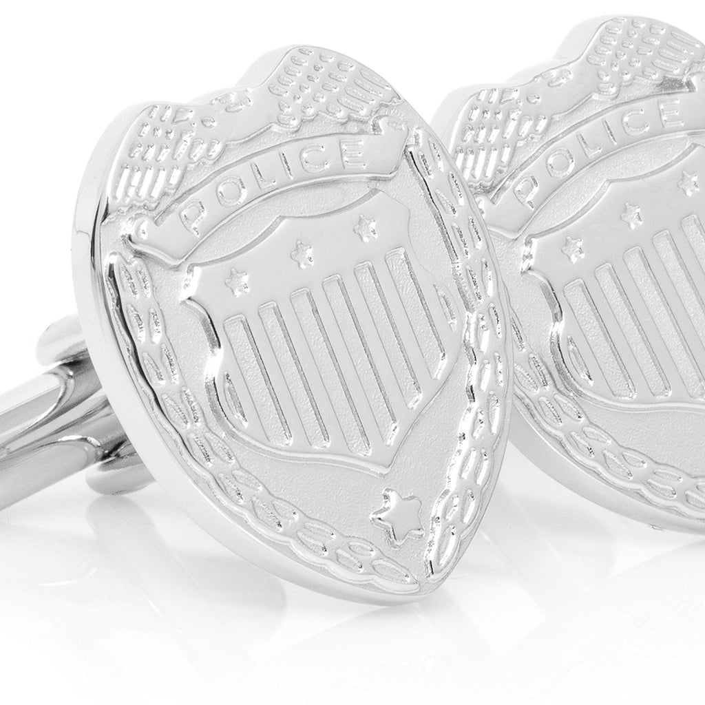 Silver Police Badge Cufflinks for Law Enforcement Supporters - Image 2