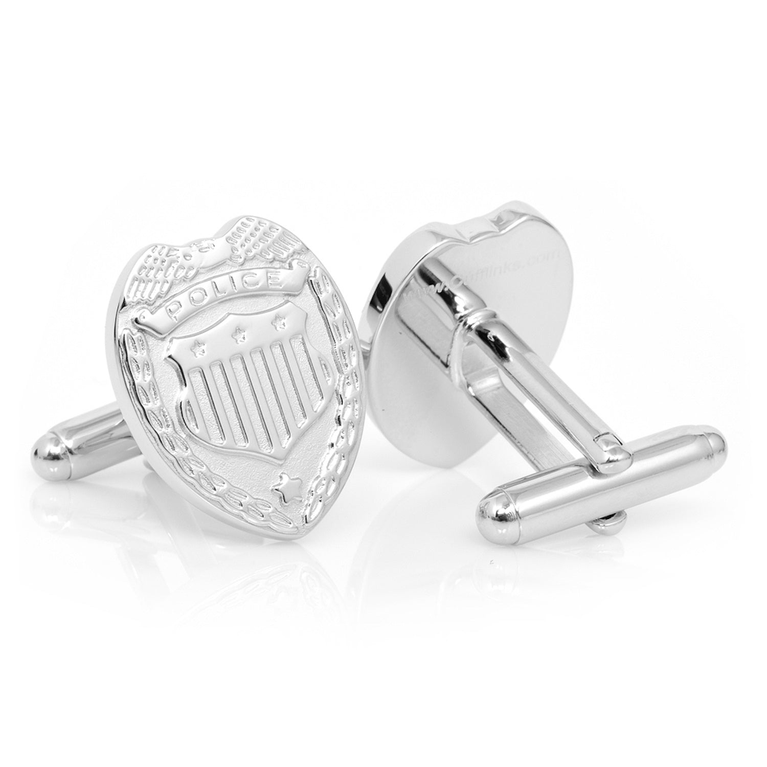 Silver Police Badge Cufflinks for Law Enforcement Supporters - Image 3