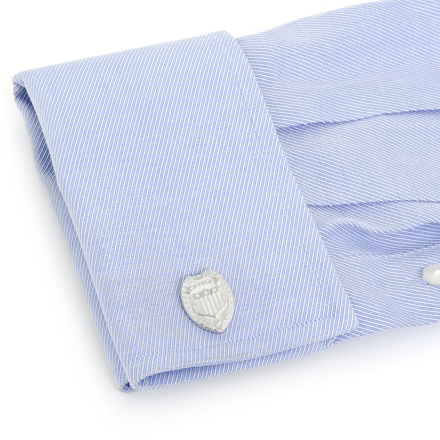 Silver Police Badge Cufflinks for Law Enforcement Supporters - Image 4