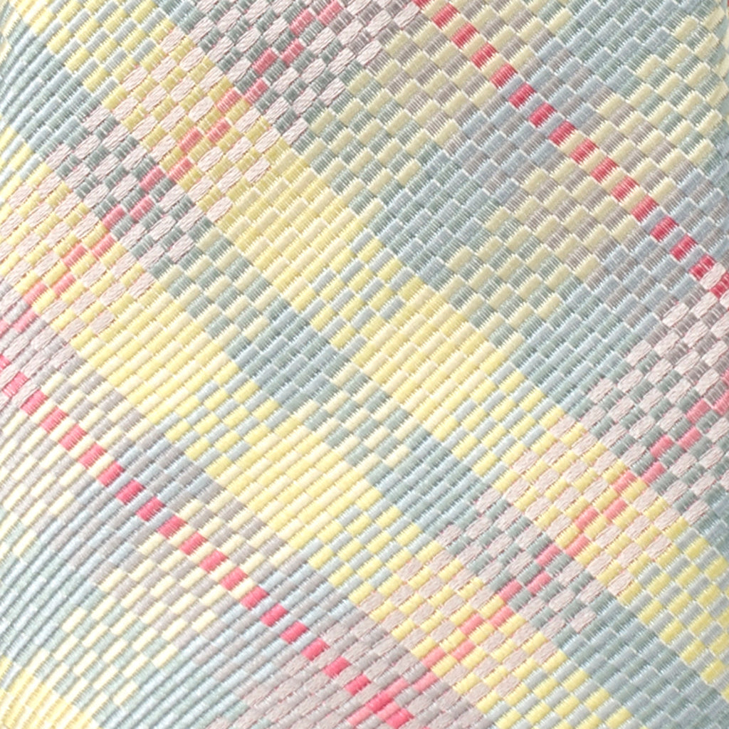 Pastel Plaid Silk Necktie in Multi-Color Spring Design - Image 4
