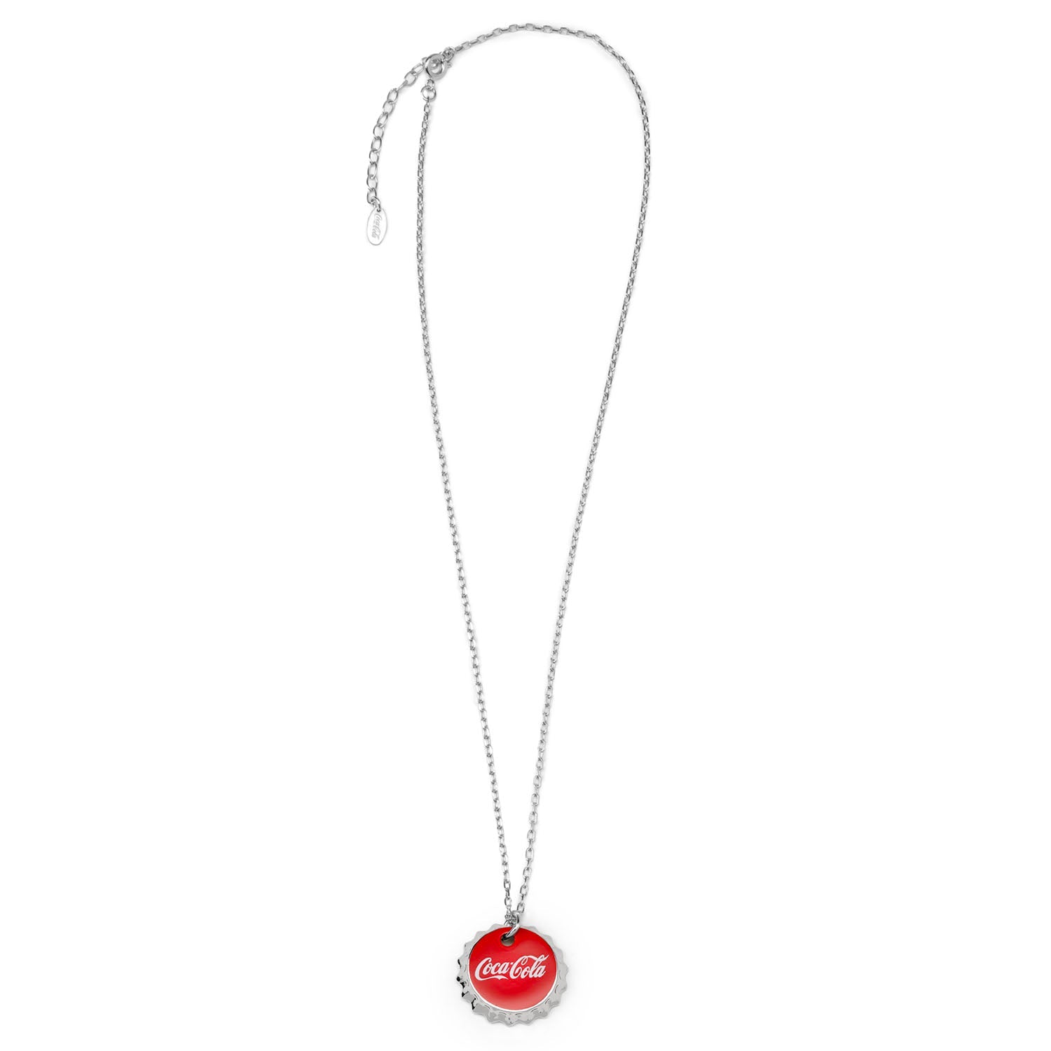 Coca-Cola Red Bottle Cap Pendant Necklace in Silver-Tone
