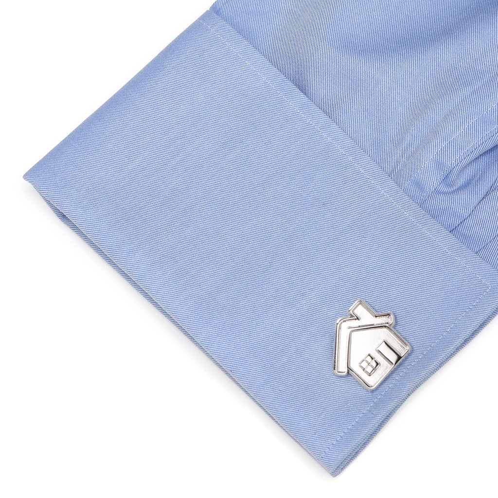 Silver Real Estate House Cufflinks with SOLD Detail - Image 3