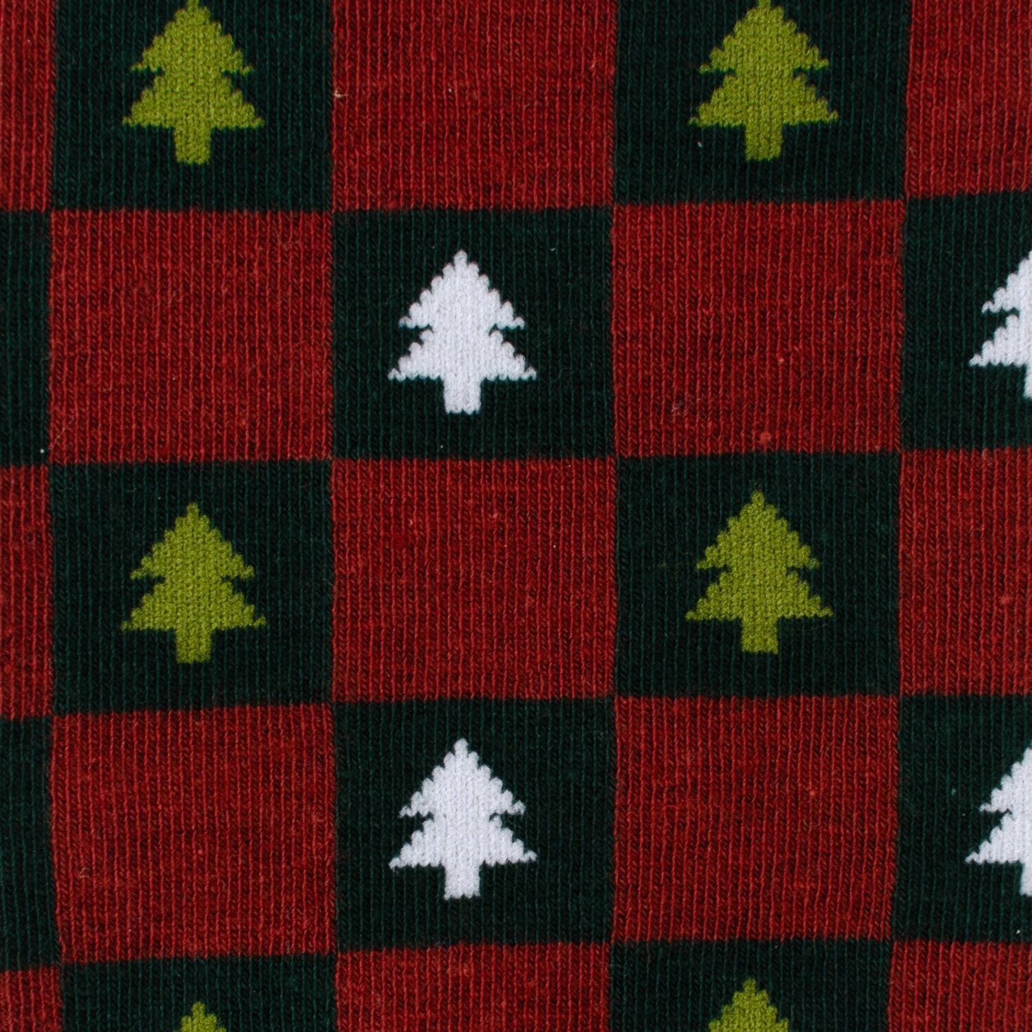 Red and Green Checkered Christmas Tree Print Crew Socks - Image 3