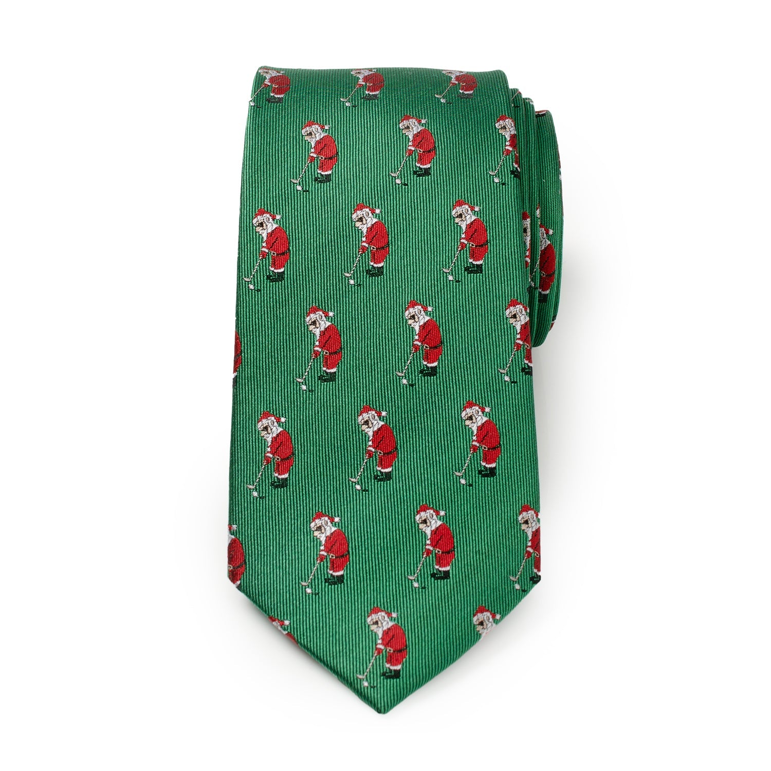 Santa Golf Par-Tee Novelty Holiday Tie in Kelly Green - Image 3