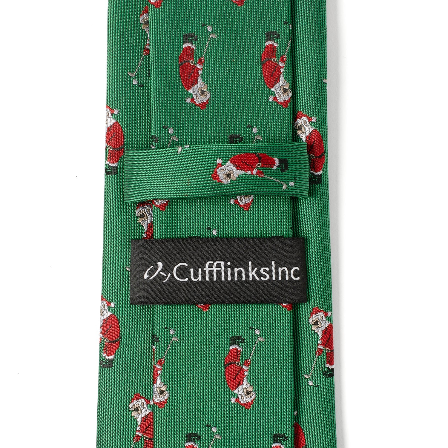 Santa Golf Par-Tee Novelty Holiday Tie in Kelly Green - Image 5