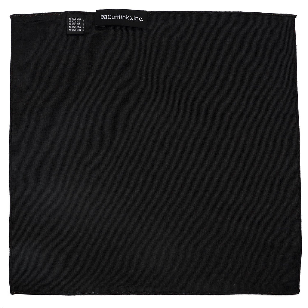 Silk Sugar Skull Pocket Square in Black with Red Rose Pattern - Image 2
