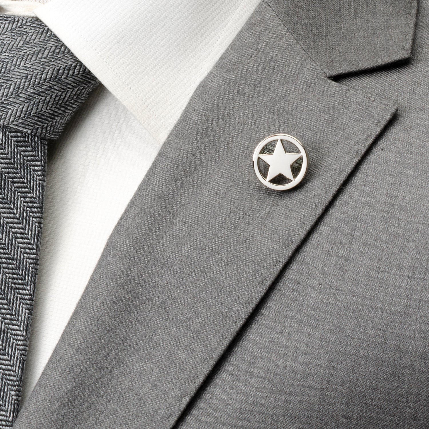Silver Lone Star Lapel Pin for Suits and Formal Wear - Image 2