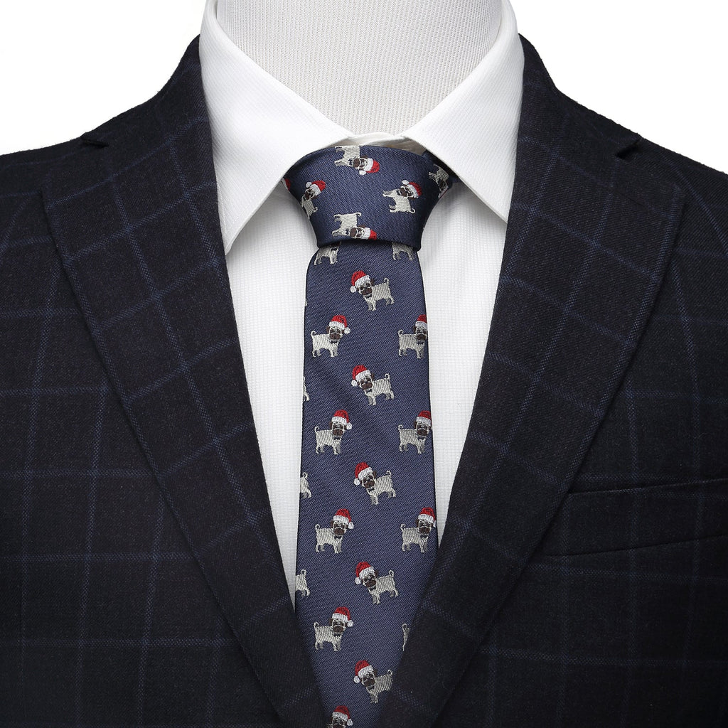 Santa Pug Silk Necktie and Cufflinks Holiday Gift Set - Image 5