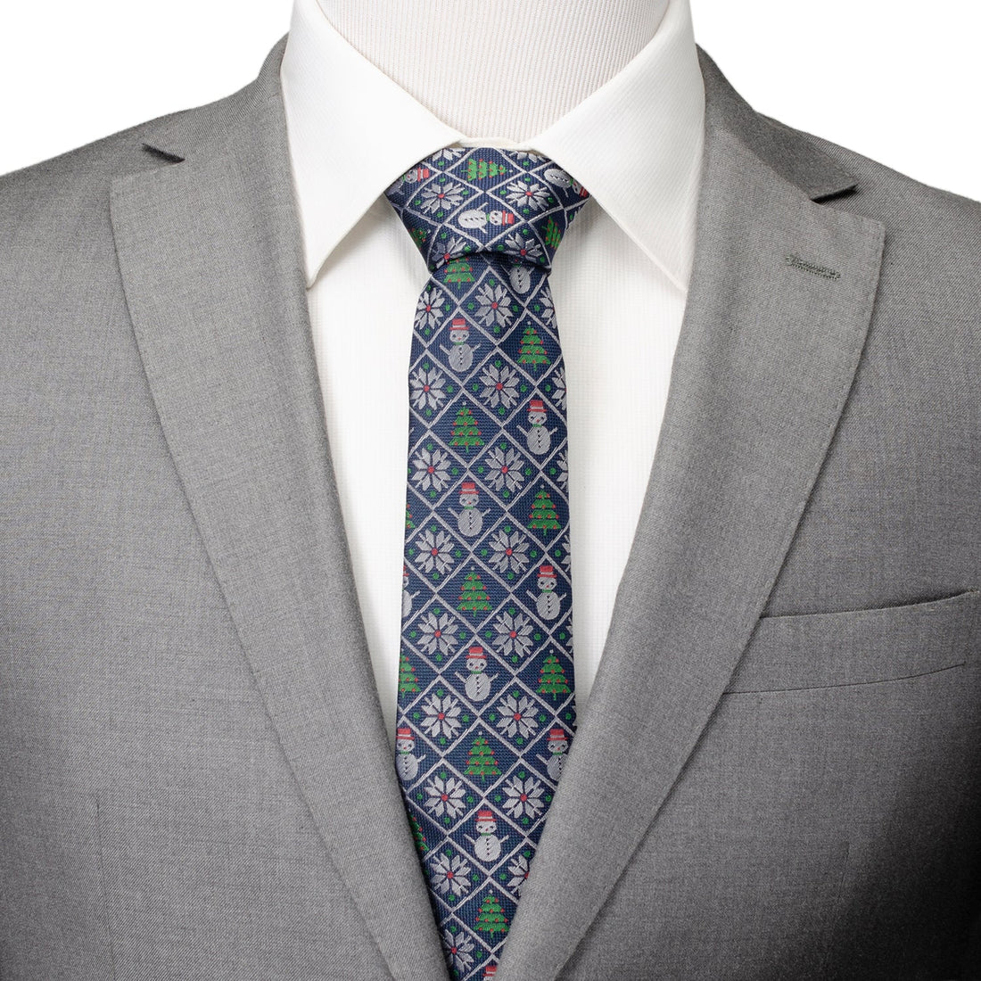 Sweater Weather Blue Holiday Men's Silk Necktie - Image 2