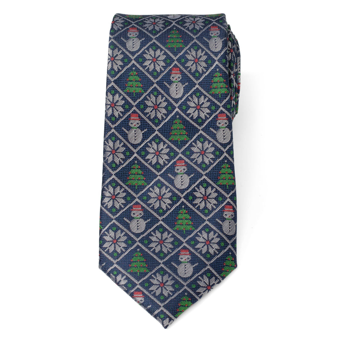 Sweater Weather Blue Holiday Men's Silk Necktie - Image 3