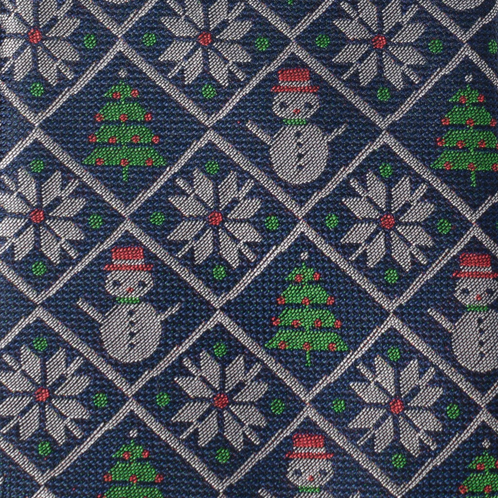 Sweater Weather Blue Holiday Men's Silk Necktie - Image 4