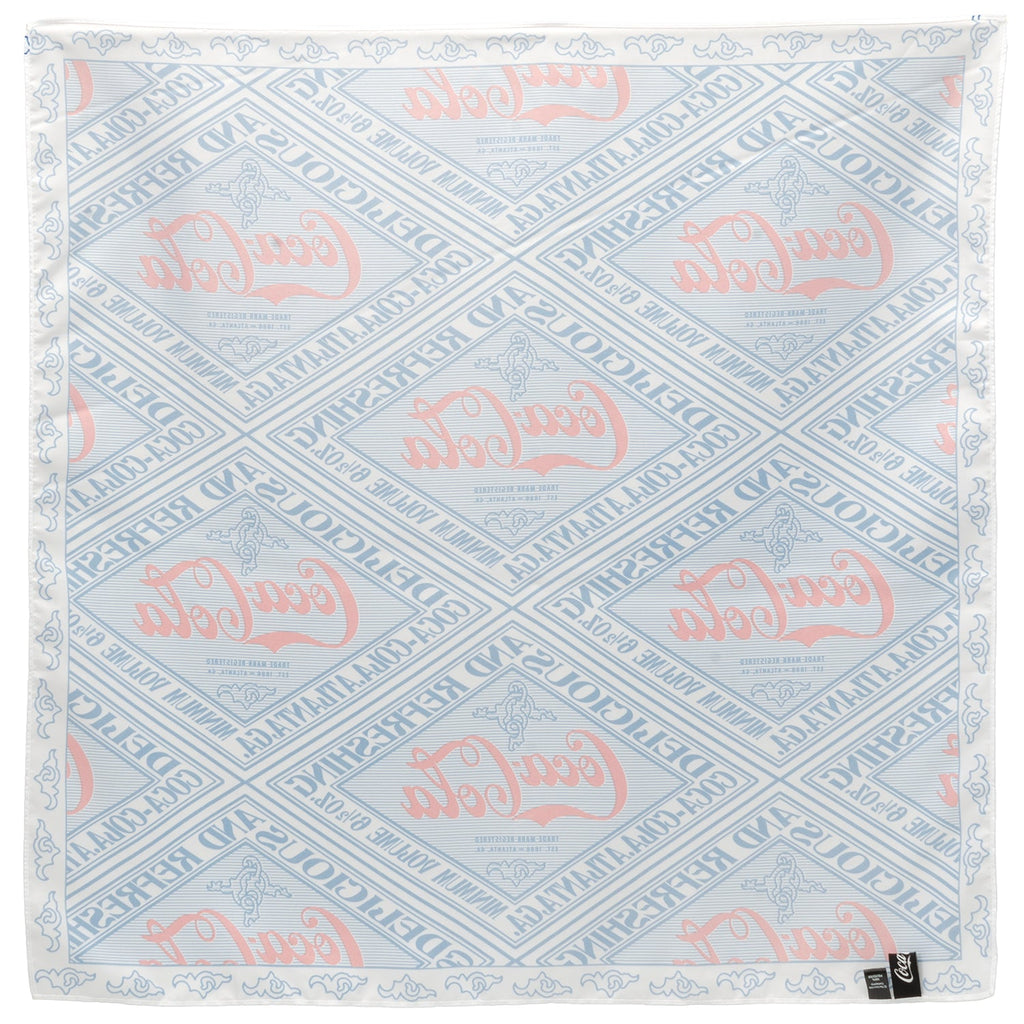 Coca-Cola Logo Print Satin Scarf Red and Blue Pattern - Image 2