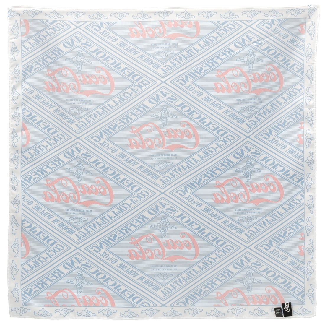 Coca-Cola Logo Print Satin Scarf Red and Blue Pattern - Image 2