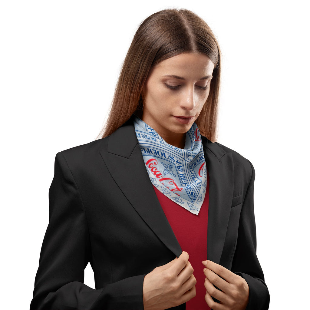 Coca-Cola Logo Print Satin Scarf Red and Blue Pattern - Image 5