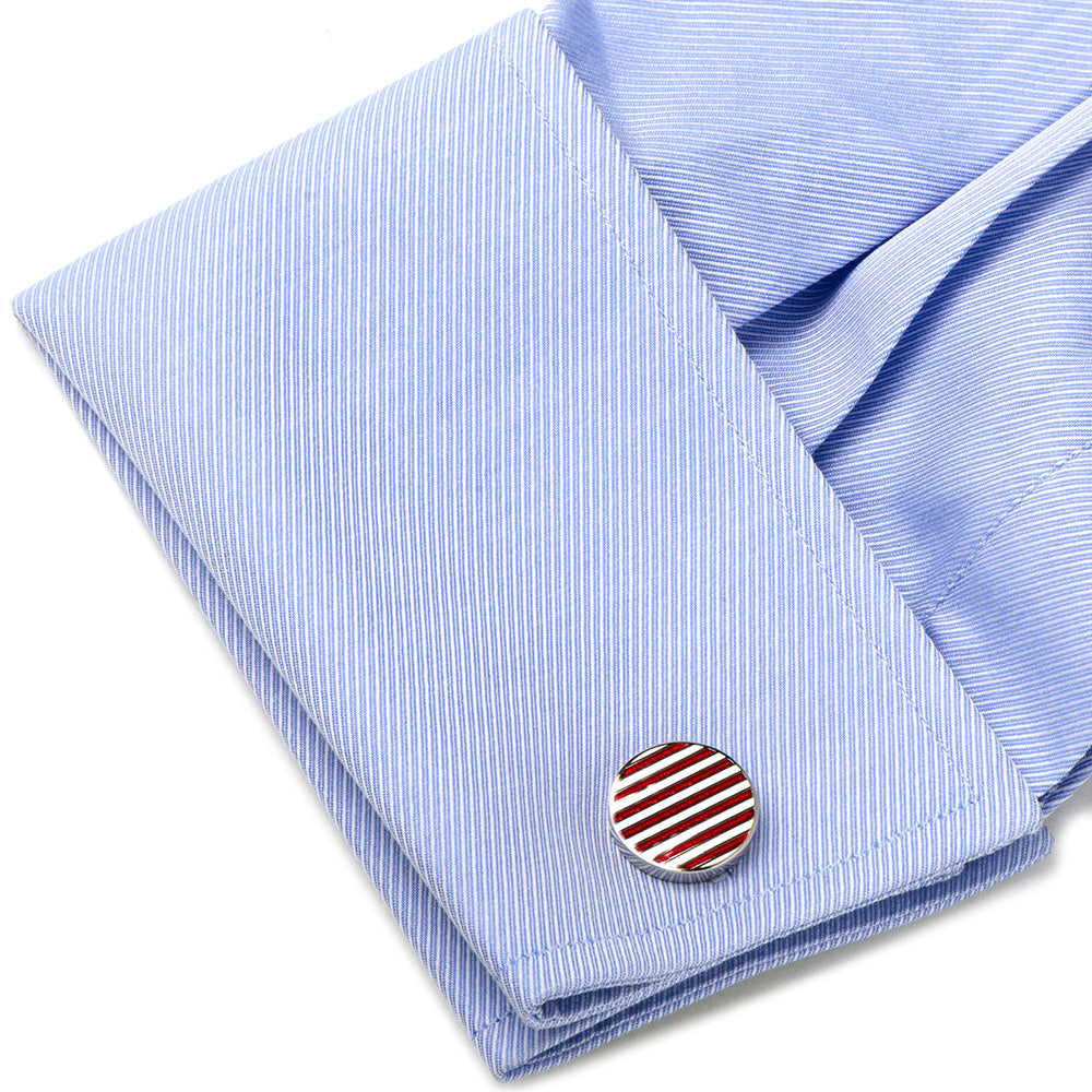 Stars and Stripes American Flag Round Cufflinks - Image 3