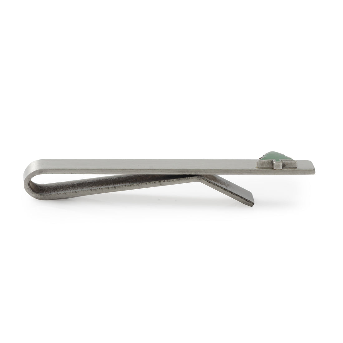 Silver Holiday Tree Tie Bar with Green Enamel Accent - Image 4