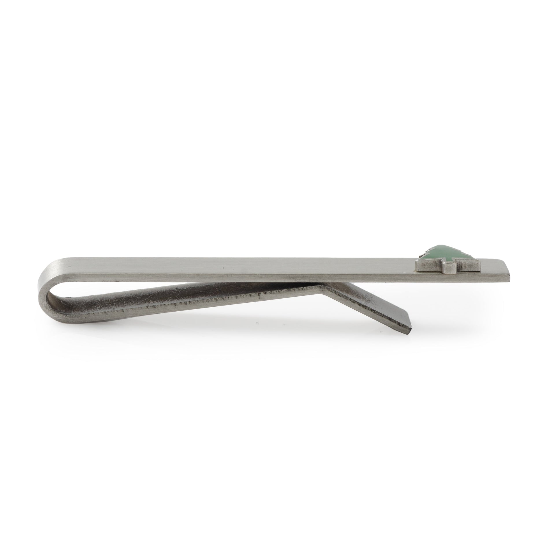 Silver Holiday Tree Tie Bar with Green Enamel Accent - Image 4