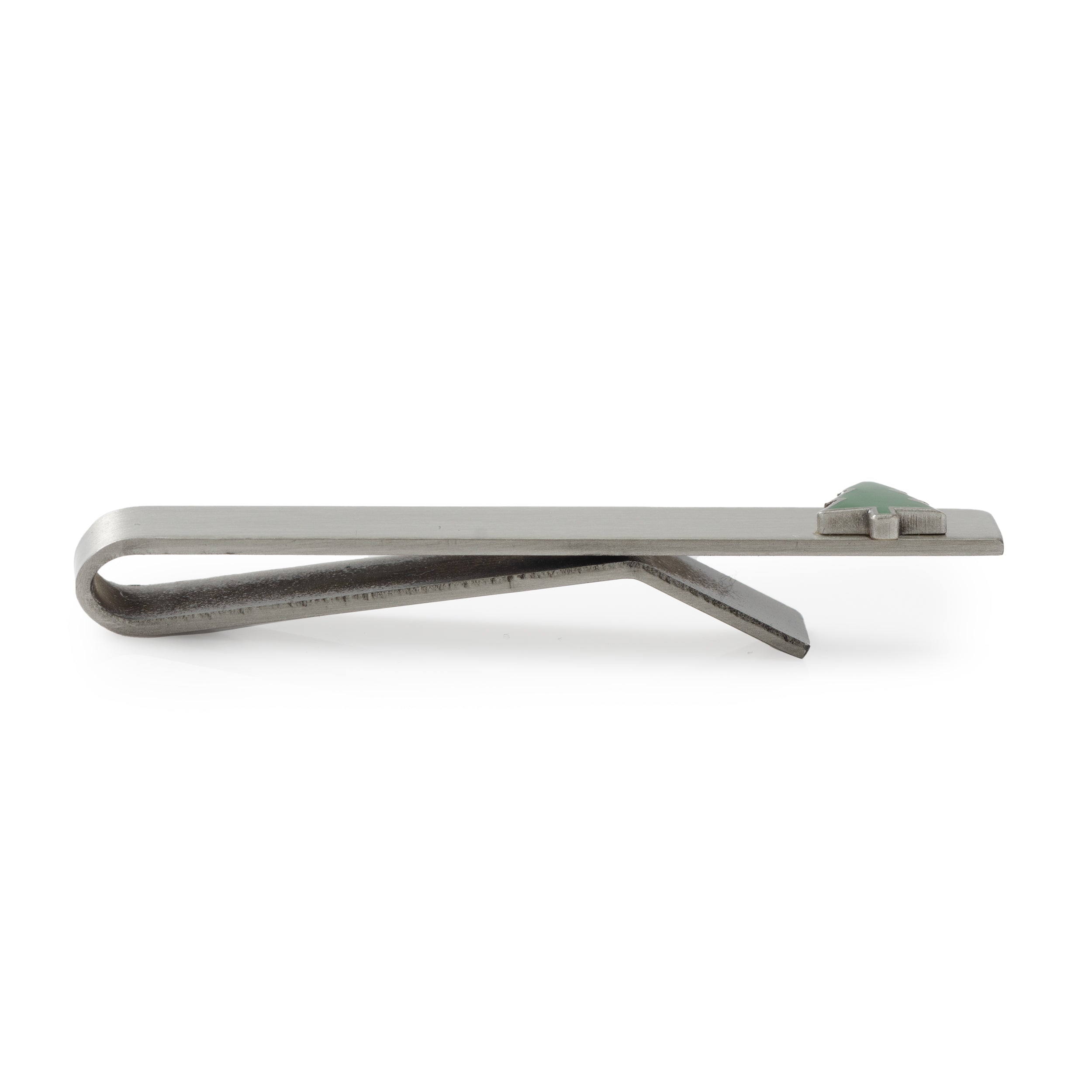 Silver Holiday Tree Tie Bar with Green Enamel Accent - Image 4