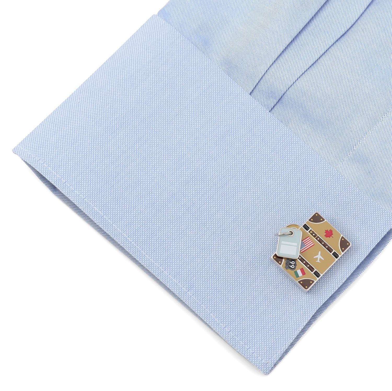 Traveler Suitcase Cufflinks with Luggage Tag Detail - Image 3