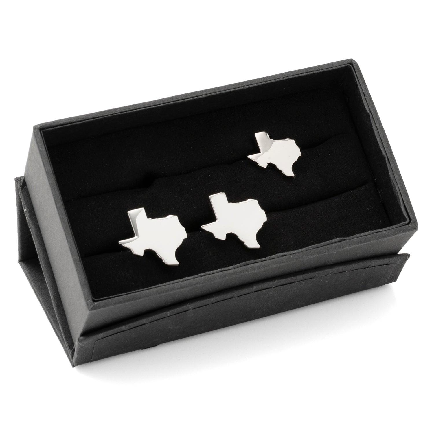 Silver Texas State Shape Cufflinks and Lapel Pin Gift Set - Image 2