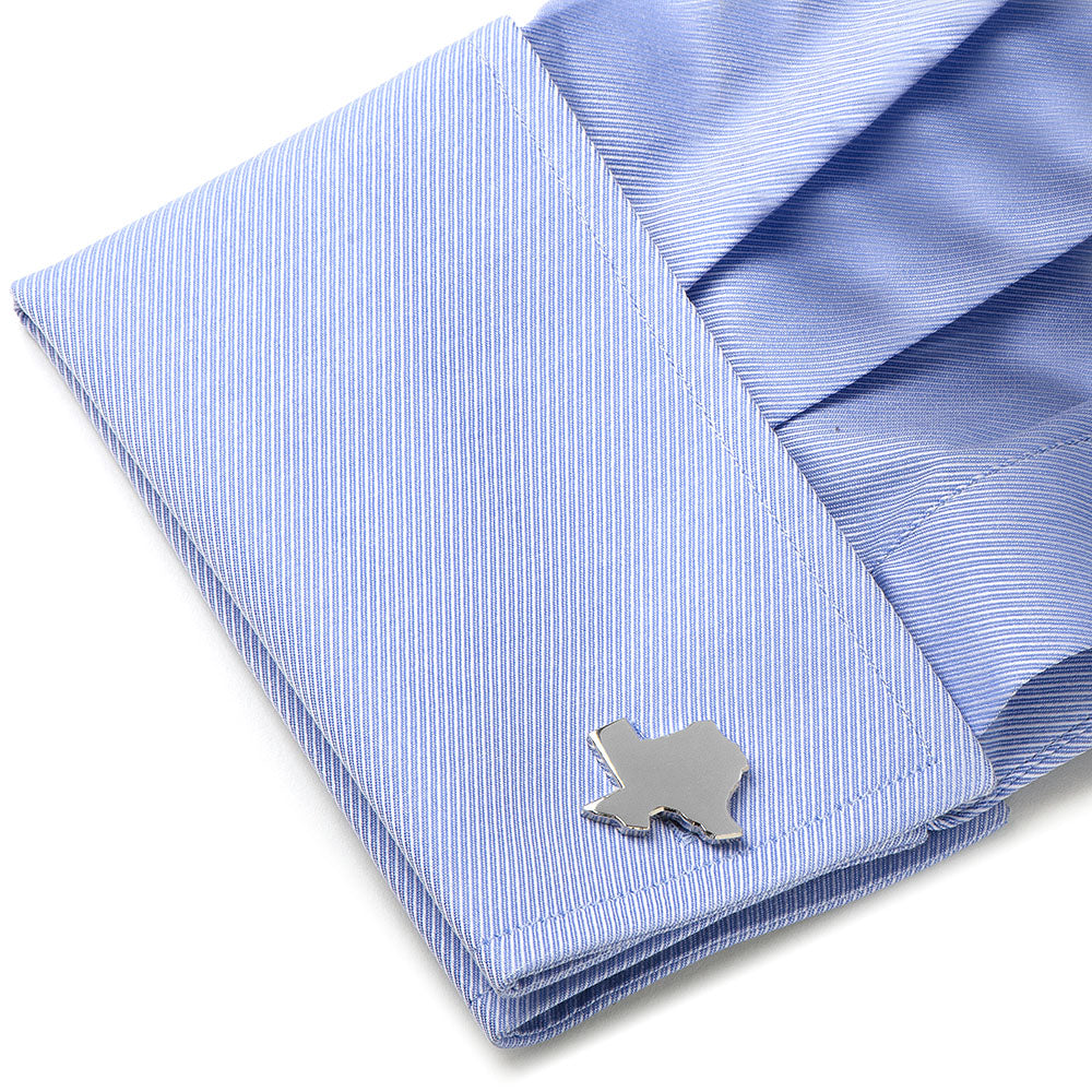 Silver Texas State Shape Cufflinks for Men - Image 3