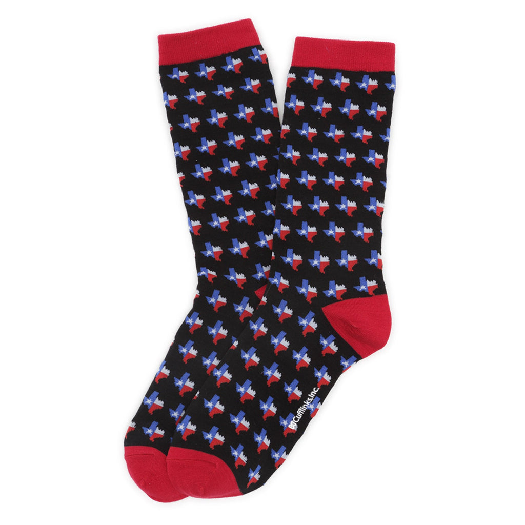 Texas State Flag Pattern Crew Socks in Black - Image 2