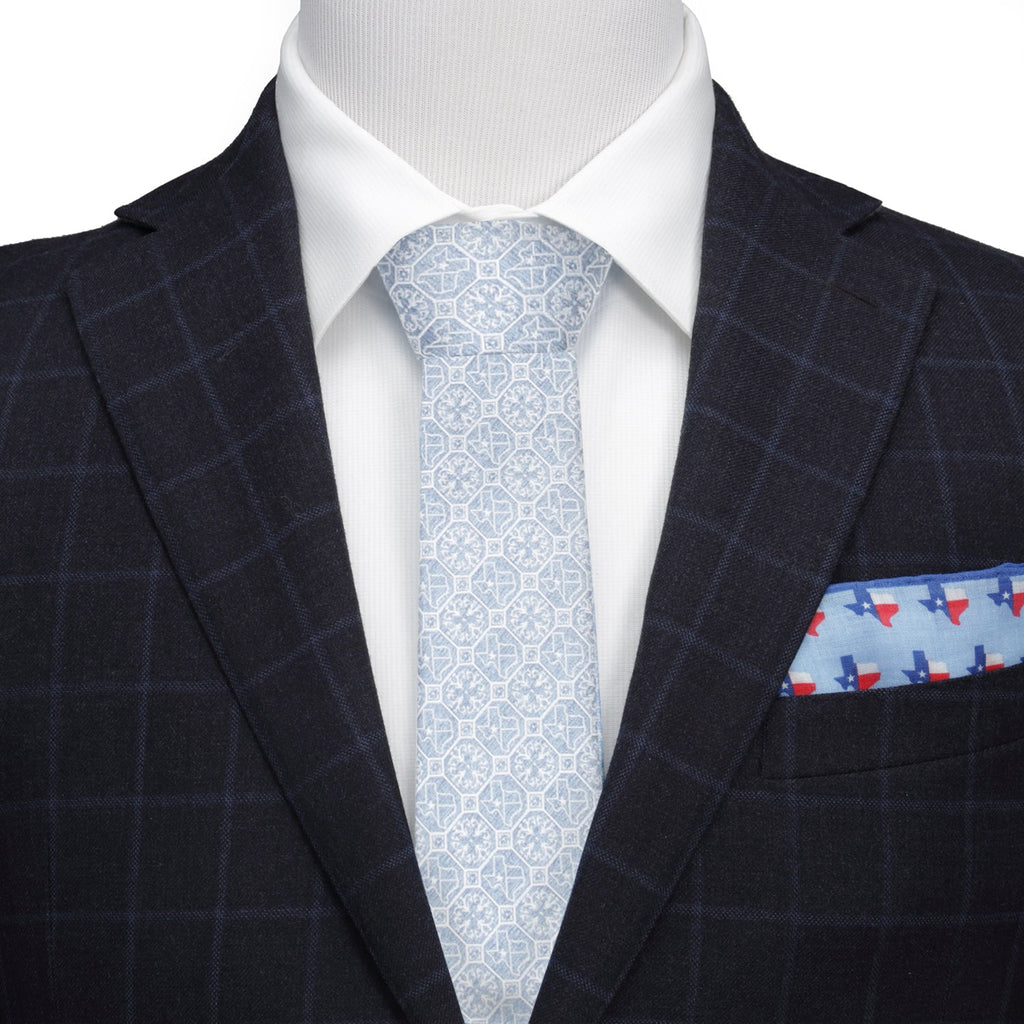 Texas State Lone Star Pale Blue Silk Necktie for Formal Events - Image 2