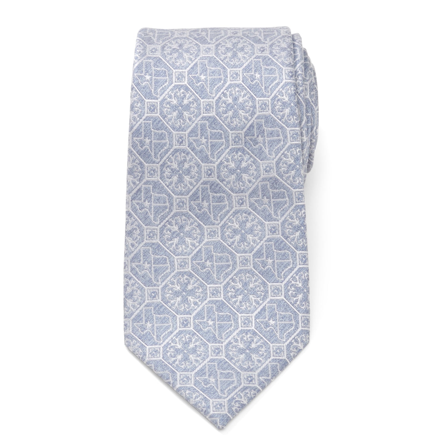 Texas State Lone Star Pale Blue Silk Necktie for Formal Events - Image 3