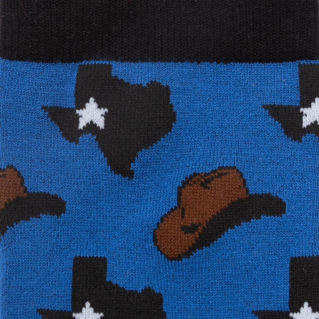Texas State and Cowboy Hat Pattern Novelty Crew Socks - Image 3